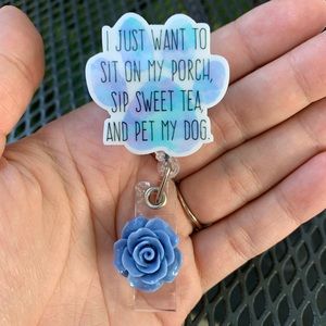 Blue Dog Paw Quote Retractable Badge Holder